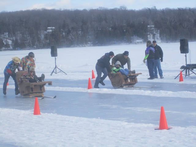 106.5 The Buzz & The Louis Corners Sno-Birds present the 3rd Annual Recliner Races On Cedar Lake at Cedars Resort in Kiel - 1.28.12