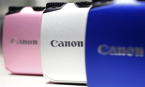 Canon digital cameras are displayed at the company's showroom in Tokyo Canon digital cameras are displayed at the company's showroom in Tokyo