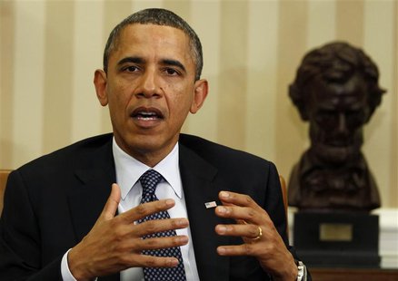 U.S. President Obama speaks to the press at the Oval Office of White House in Washington U.S. President Obama speaks to the press at the Oval Office of White House in Washington