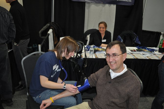 Tony Waitekus getting his blood pressure taken!