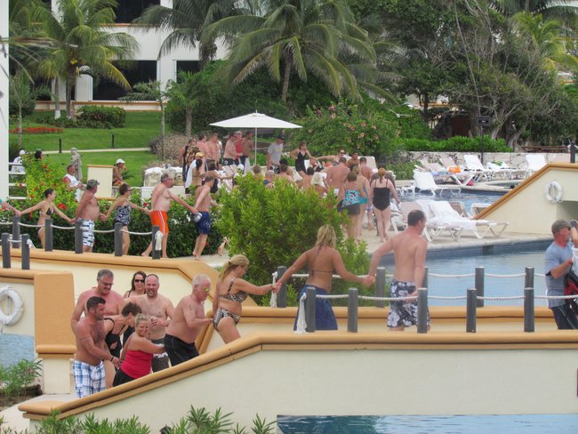 Group Train around the pool