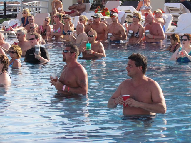 Name that tune in the pool! Talk about group participation.