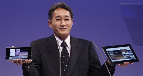 Hirai President and Group CEO of Sony Computer Entertainment presents new Sony S and P tablets at IFA consumer electronics fair in Berlin Hirai President and Group CEO of Sony Computer Entertainment presents new Sony S and P tablets at IFA consumer electronics fair in Berlin
