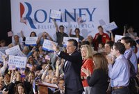 Republican presidential candidate and former Massachusetts Governor Mitt Romney at his Florida primary night rally in Tampa