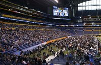 NFL allows football fans to attend media day for the NFL Super Bowl XLVI in Indianapolis