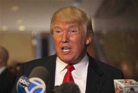 Donald Trump speaks to members of the media after a meeting with Republican presidential candidate Newt Gingrich at Trump Towers on 5th Avenue in New York, December 5, 2011.
Credit: Reuters/Andrew Burton Donald Trump speaks to members of the media after a meeting with Republican presidential candidate Newt Gingrich at Trump Towers on 5th Avenue in New York, December 5, 2011.
Credit: Reuters/Andrew Burton