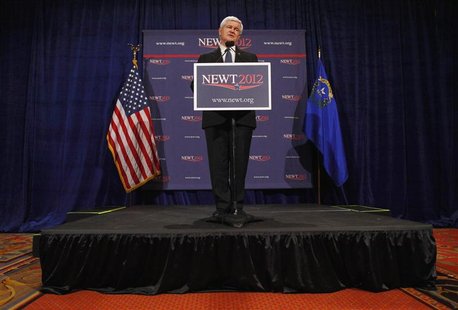 U.S. Republican presidential candidate Newt Gingrich speaks at a news conference after the Nevada caucus in Las Vegas