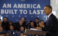 President Barack Obama talks about the economy in Arlington