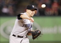 Toronto Blue Jays' Camp pitches against Texas Rangers during their MLB baseball game in Arlington