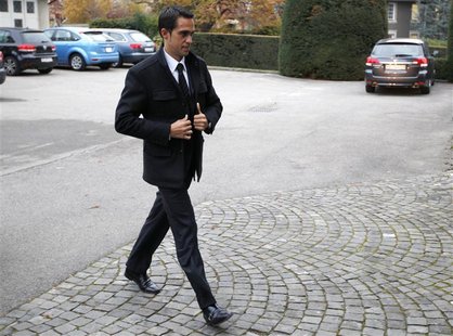 Spanish cyclist Alberto Contador arrives at the Court of Arbitration for Sport CAS in Lausanne