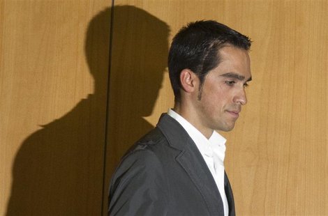 Saxo Bank-Sungard rider Alberto Contador arrives to a news conference at his hometown of Pinto, near Madrid Saxo Bank-Sungard rider Alberto Contador arrives to a news conference at his hometown of Pinto, near Madrid