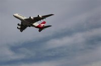 Qantas Airways flight QF31, an Airbus A380 bound for Singapore and London, takes off from Sydney airport