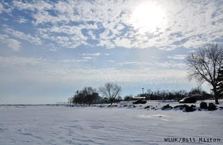 Ice covers Lake Winnebago in Oshkosh, Jan. 30, 2012. (courtesy of FOX 11).
