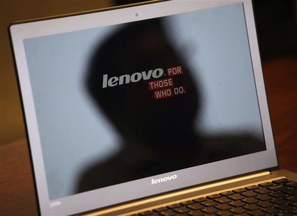 A Lenovo Ultrabook is displayed during Reuters China Investment Summit in Hong Kong