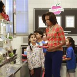 U.S. First Lady Michelle Obama joins the lunch line at Parklawn Elementary School in Alexandria, Virginia U.S. First Lady Michelle Obama joins the lunch line at Parklawn Elementary School in Alexandria, Virginia