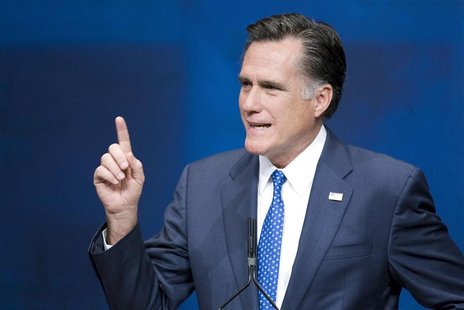 Romney makes a point as he speaks at the Conservative Political Action Conference (CPAC) in Washington