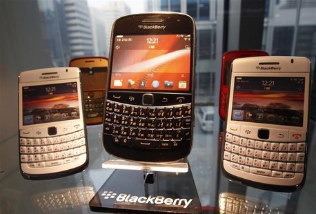 BlackBerry smartphones are displayed at a store in Seoul BlackBerry smartphones are displayed at a store in Seoul