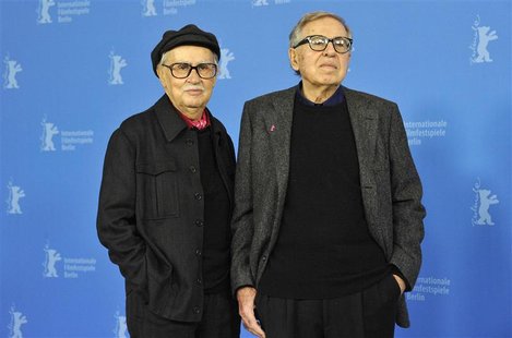 Directors Taviani pose duirng photocall to promote movie Caesare Deve Morire at 62nd Berlinale International Film Festival in Berlin