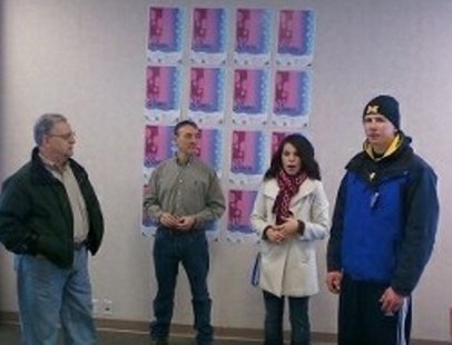 Mike Stock of the Ottawa County Community Action Agency (second from left) greets walkers participating in the 25th Walk for Warmth in Zeeland on Feb. 11, 2012. Mike Stock of the Ottawa County Community Action Agency (second from left) greets walkers participating in the 25th Walk for Warmth in Zeeland on Feb. 11, 2012.