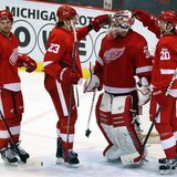 Detroit Red Wings celebrate their victory over the Dallas Stars in their NHL hockey game in Detroit Detroit Red Wings celebrate their victory over the Dallas Stars in their NHL hockey game in Detroit