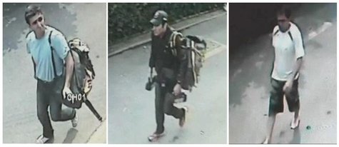 Combo picture shows three men suspected to be involved in three blasts in Bangkok Combo picture shows three men suspected to be involved in three blasts in Bangkok