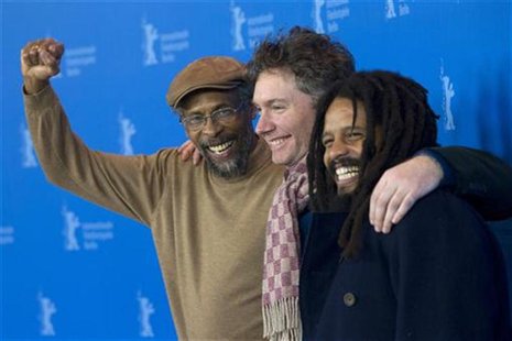 Artist Garrick, protagonist Marley and director Kevin Macdonald pose during a photocall promoting movie "Marley" at Berlinale International Artist Garrick, protagonist Marley and director Kevin Macdonald pose during a photocall promoting movie "Marley" at Berlinale International