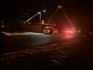 Fire trucks respond to blaze at St. Anthony Parish School in Oconto Falls on February 21, 2012. (courtesy of FOX 11). Fire trucks respond to blaze at St. Anthony Parish School in Oconto Falls on February 21, 2012. (courtesy of FOX 11).