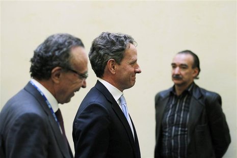 US Treasury Secretary Geithner and Chairman of Grupo Financiero Banorte Ortiz arrive to a meeting of G20 leading economies' finance minister US Treasury Secretary Geithner and Chairman of Grupo Financiero Banorte Ortiz arrive to a meeting of G20 leading economies' finance minister
