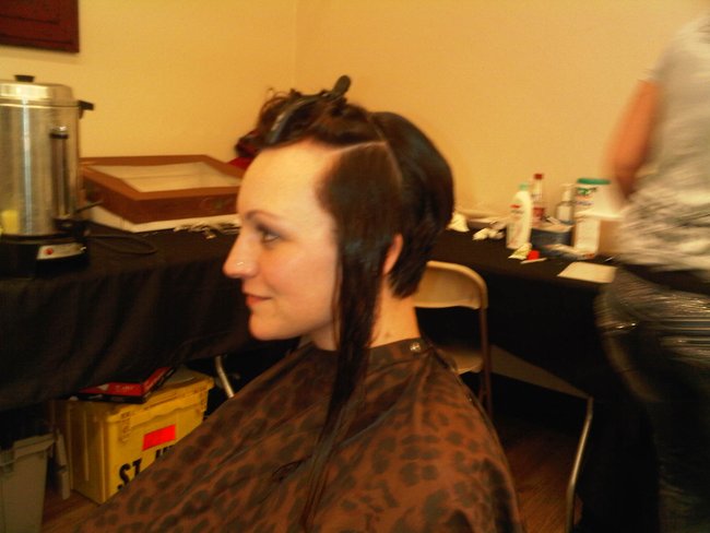 During the 8:00 hour on Friday we needed enough partners in hope to buy 50 wigs for the kids at St. Jude. If we reached our goal I agreed to cut my hair for another wig. We hit our goal. ~ Nikki