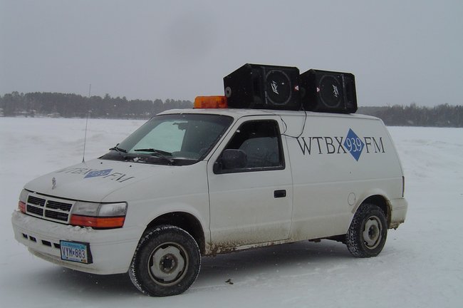 WTBX Van on Ice