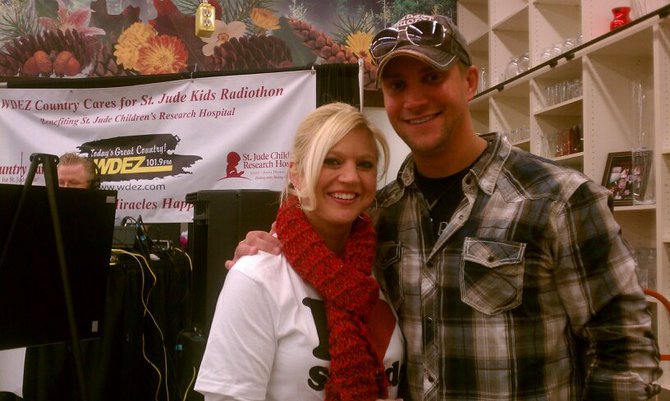 Belky from our sister station joined us for a little while at the St. Jude Country Cares for Kids Radiothon