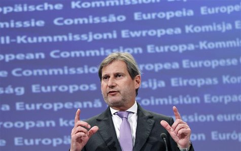 EU Commissioner Hahn addresses a news conference at the EU Commission headquarters in Brussels EU Commissioner Hahn addresses a news conference at the EU Commission headquarters in Brussels
