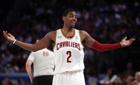 Cavaliers Irving reacts to making a three point basket in the BBVA Rising Stars Challenge game during the NBA All-Star weekend in Orlando Cavaliers Irving reacts to making a three point basket in the BBVA Rising Stars Challenge game during the NBA All-Star weekend in Orlando