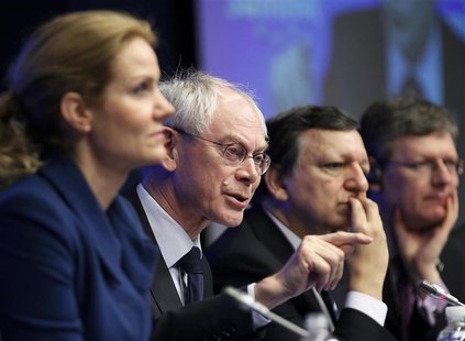 Denmark's PM Thorning-Schmidt, European Council President Van Rompuy and European Commission President Barroso hold a news conference after Denmark's PM Thorning-Schmidt, European Council President Van Rompuy and European Commission President Barroso hold a news conference after