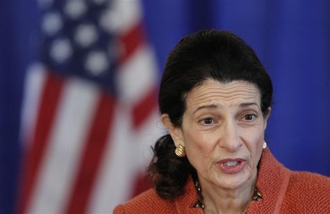 Senator Olympia Snowe speaks to reporters during a news conference in Portland Senator Olympia Snowe speaks to reporters during a news conference in Portland