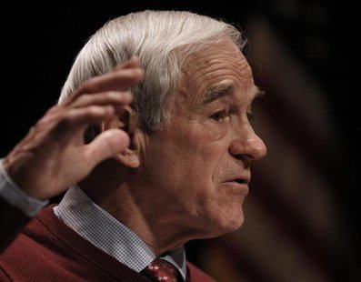 U.S. Republican presidential candidate Ron Paul gestures as he speaks speaks at a rally in Golden Valley, Minnesota U.S. Republican presidential candidate Ron Paul gestures as he speaks speaks at a rally in Golden Valley, Minnesota
