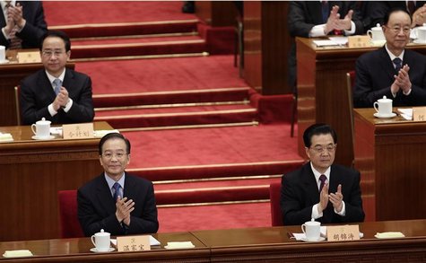 China's President Hu and Premier Wen clap during the opening ceremony of the Chinese People's Political Consultative Conference in Beijing China's President Hu and Premier Wen clap during the opening ceremony of the Chinese People's Political Consultative Conference in Beijing
