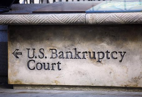 A sign points the way towards U.S. Bankruptcy Court in New York. A sign points the way towards U.S. Bankruptcy Court in New York.