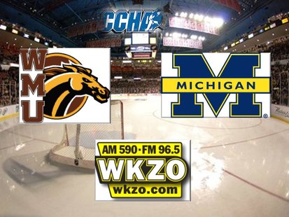 Western Michigan and Michigan meet at Joe Louis Arena at 7:35 pm for the 2012 CCHA Championship Western Michigan and Michigan meet at Joe Louis Arena at 7:35 pm for the 2012 CCHA Championship