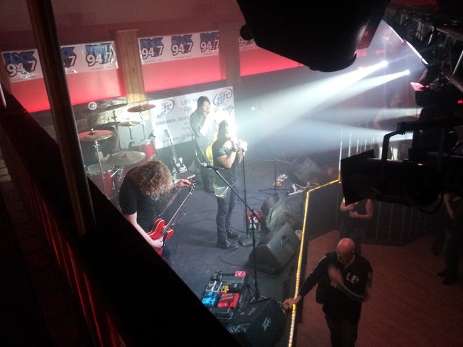 On drums, Tyler Coburn, Bass-Dean Pizzazz, Lead Vocalist-Mitch Arnold and Lead Guitar-Mitch Arnold.