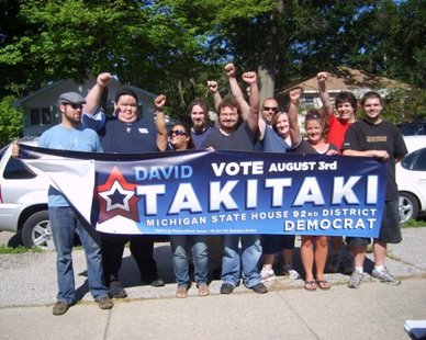 David Takitaki (second from left) launches a state House campaign in 2010 in this photo from his Facebook account. The college professor from Muskegon has announced his candidacy for Congress in 2012. David Takitaki (second from left) launches a state House campaign in 2010 in this photo from his Facebook account. The college professor from Muskegon has announced his candidacy for Congress in 2012.