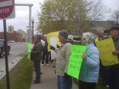 Wausau Democrats protest the filings of 'fake Demorats' to force primaries in the state recall elections, April 10 2012 Wausau Democrats protest the filings of 'fake Demorats' to force primaries in the state recall elections, April 10 2012