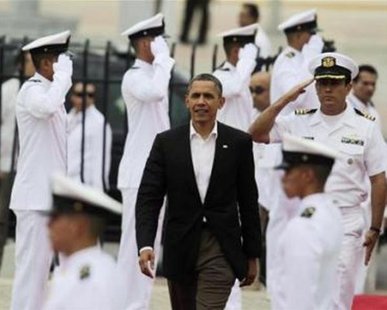 President Barack Obama arrives at the convention center, where the Americas Summit is being held, in Cartagena April 14, 2012. Heads of state are meeting here from April 14-15. REUTERS/Ricardo Moraes President Barack Obama arrives at the convention center, where the Americas Summit is being held, in Cartagena April 14, 2012. Heads of state are meeting here from April 14-15. REUTERS/Ricardo Moraes