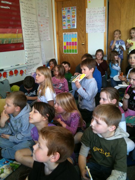 Not only good readers, but good listeners too! Of course the Sammy's Pizza they were enjoying helped keep their mouths occupied...
