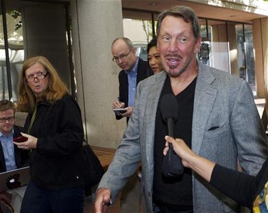 Oracle CEO and co-founder Larry Ellison arrives at the Robert F. Peckham Federal Courthouse in San Jose, California September 19, 2011. REUT Oracle CEO and co-founder Larry Ellison arrives at the Robert F. Peckham Federal Courthouse in San Jose, California September 19, 2011. REUT