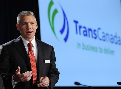 Russ Girling, president and CEO of TransCanada, talks to a shareholder before the company's annual general meeting in Calgary, Alberta April Russ Girling, president and CEO of TransCanada, talks to a shareholder before the company's annual general meeting in Calgary, Alberta April