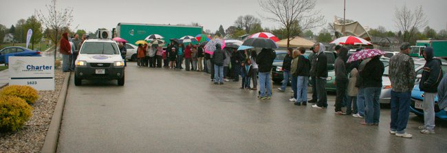 Over 200 people showed up for Wisconsin Dells Season Opener Cards at Charter Communications. The cold rain didn't stop anyone from saving!
