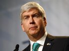 Michigan Governor Rick Snyder addresses the audience during the product launch of the 2012 Ford Focus vehicle at Ford Motor Co's Michigan As