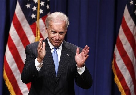 U.S. Vice President Joe Biden gestures after giving a speech regarding the Obama administration's foreign policy record at New York Universi U.S. Vice President Joe Biden gestures after giving a speech regarding the Obama administration's foreign policy record at New York Universi