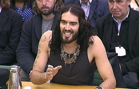 Comedian and actor Russell Brand is seen addressing the House of Commons Home Affairs Committee in a still image taken from video in central Comedian and actor Russell Brand is seen addressing the House of Commons Home Affairs Committee in a still image taken from video in central